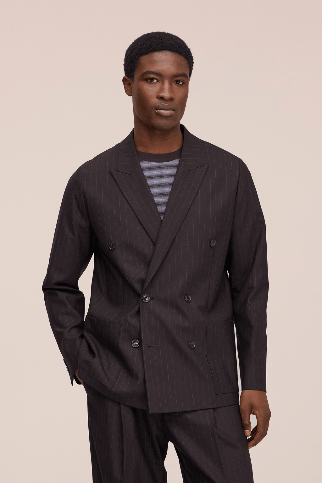 NN. 07 - Blazer croisé Jordin Brown Stripe - Lothaire