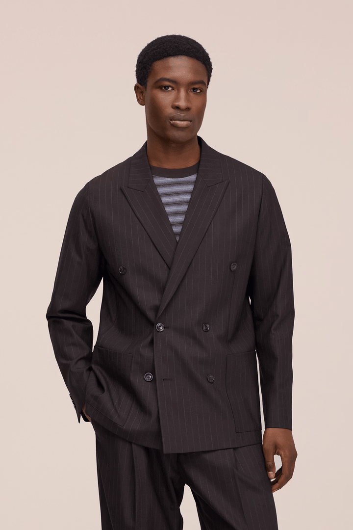 NN. 07 - Blazer croisé Jordin Brown Stripe - Lothaire