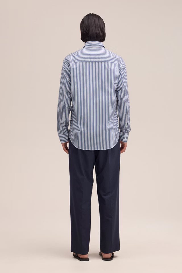 NN. 07 - Chemise en coton Freddy PKT à Rayures Marines - Lothaire