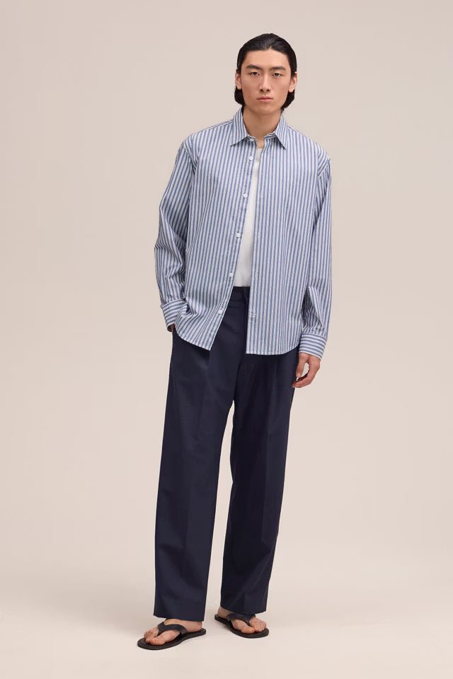 NN. 07 - Chemise en coton Freddy PKT à Rayures Marines - Lothaire