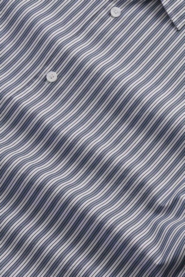 NN. 07 - Chemise en coton Freddy PKT à Rayures Marines - Lothaire