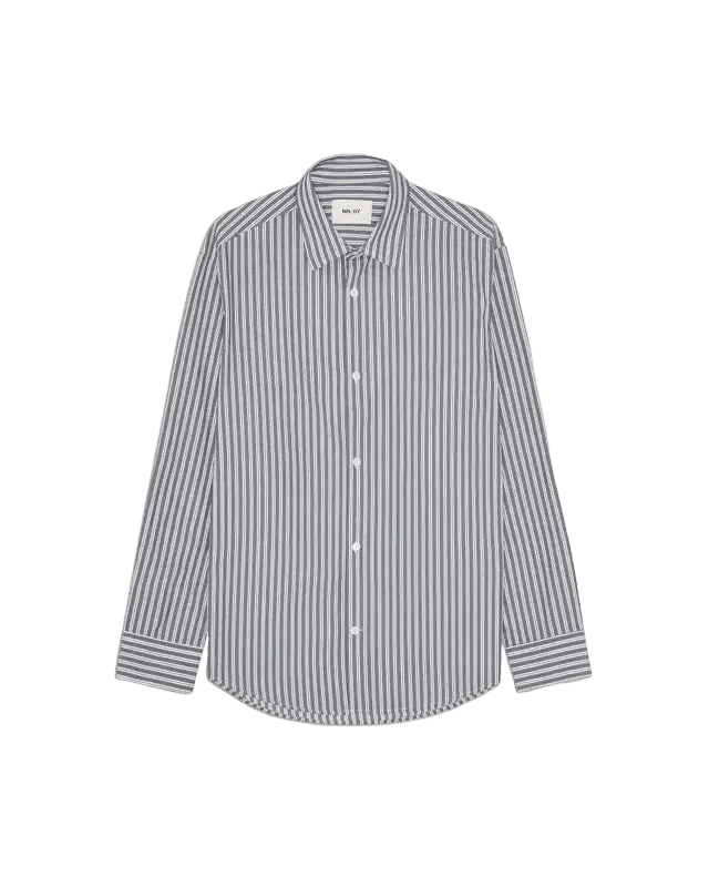 NN. 07 - Chemise en coton Freddy PKT à Rayures Marines - Lothaire