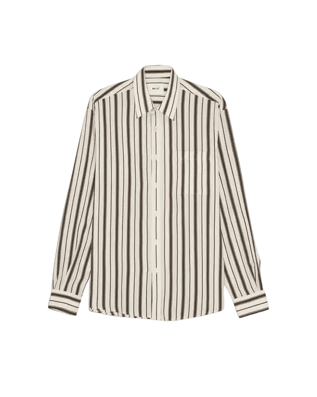 NN. 07 - Chemise fluide Deon en viscose à Rayures Marron et Écru - Lothaire