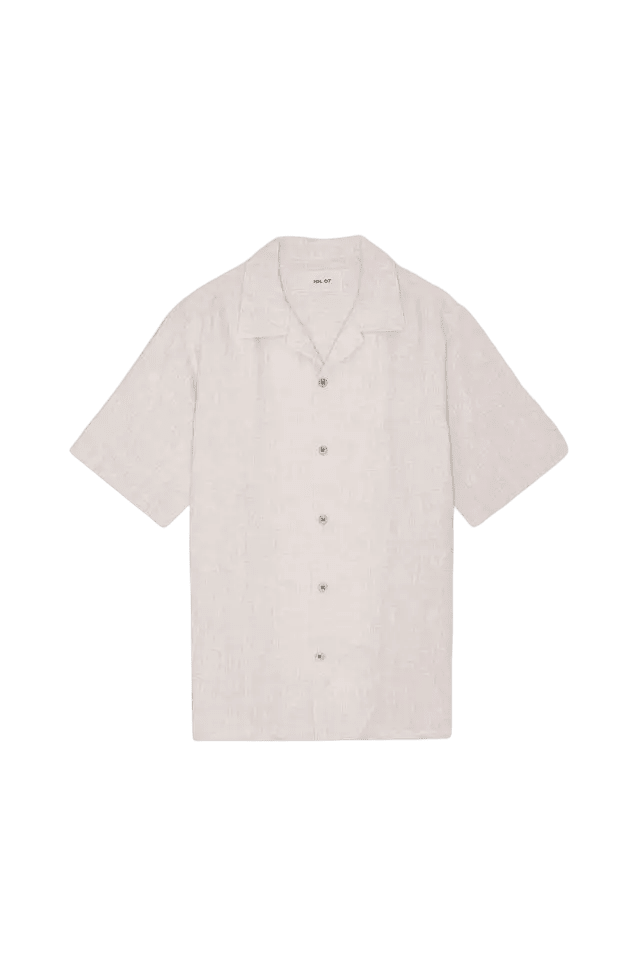 NN. 07 - Chemise Julio en Lin à Col Ouvert Blanc Avoine - Lothaire