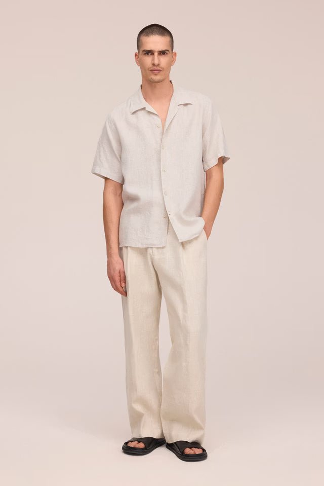 NN. 07 - Chemise Julio en Lin à Col Ouvert Blanc Avoine - Lothaire