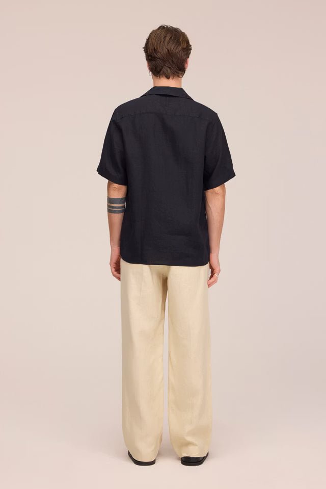NN. 07 - Chemise Julio en Lin à Col Ouvert Noir - Lothaire