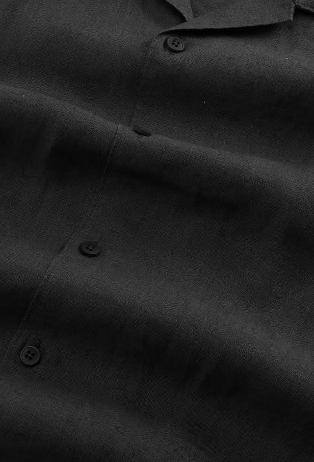 NN. 07 - Chemise Julio en Lin à Col Ouvert Noir - Lothaire