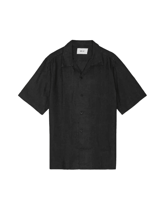 NN. 07 - Chemise Julio en Lin à Col Ouvert Noir - Lothaire