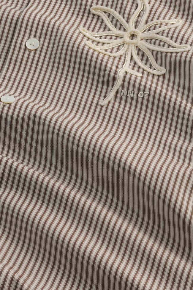 NN. 07 - Chemise Quinsy en Coton Pima Rayé Marron et Blanc - Lothaire
