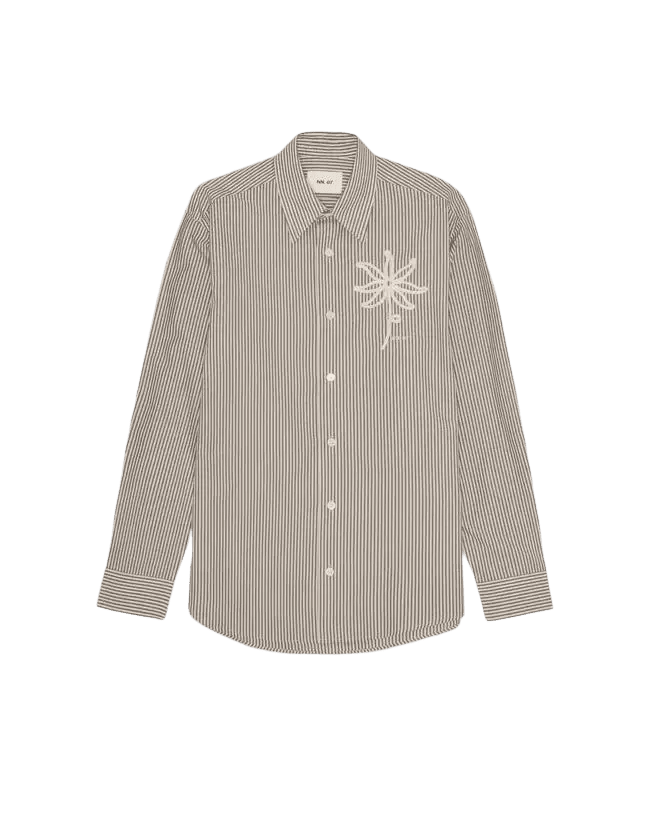 NN. 07 - Chemise Quinsy en Coton Pima Rayé Marron et Blanc - Lothaire