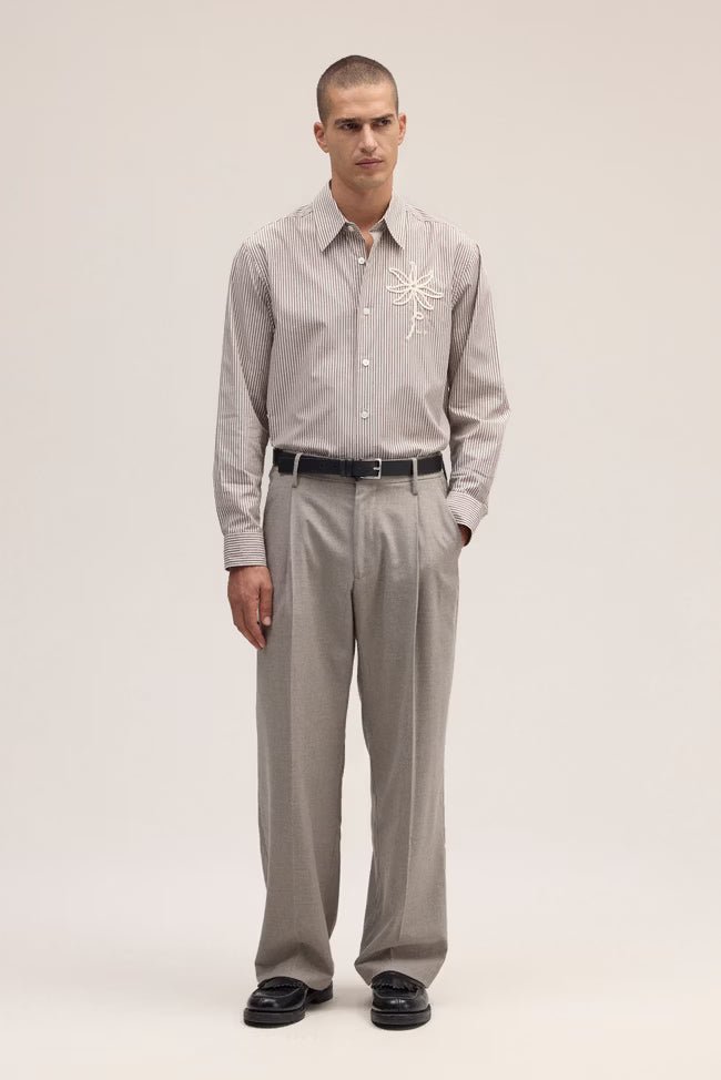 NN. 07 - Chemise Quinsy en Coton Pima Rayé Marron et Blanc - Lothaire