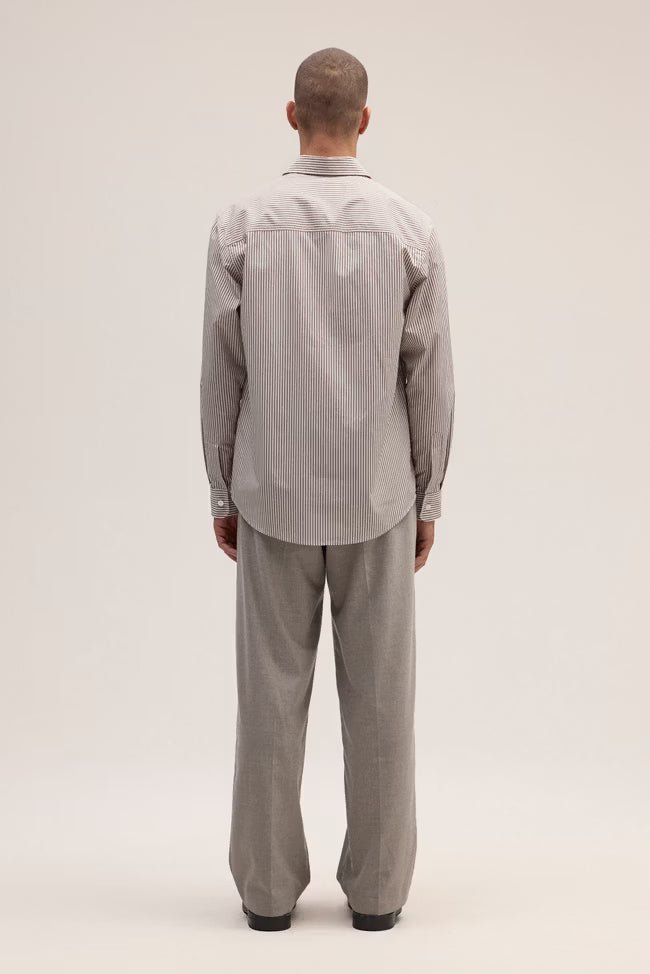 NN. 07 - Chemise Quinsy en Coton Pima Rayé Marron et Blanc - Lothaire