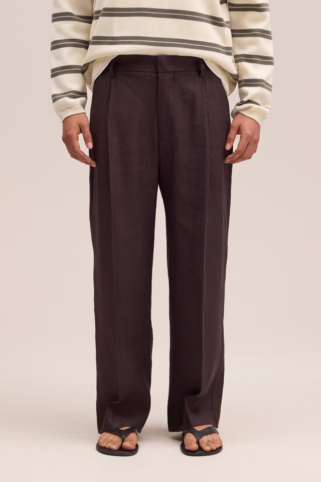 NN. 07 - Kay Pantalon en lin mélangé à coupe décontractée Marron profond - Lothaire