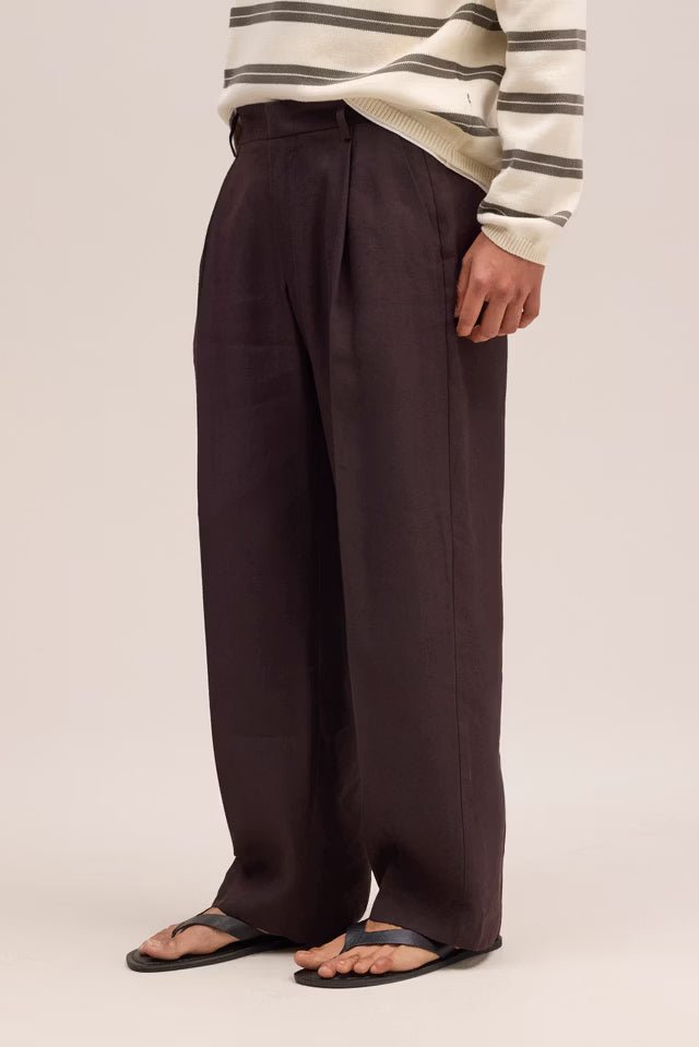 NN. 07 - Kay Pantalon en lin mélangé à coupe décontractée Marron profond - Lothaire
