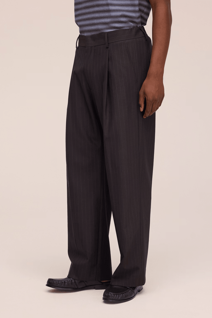 NN. 07 - Pantalon Kay ample en mélange de laine Brown Stripe - Lothaire