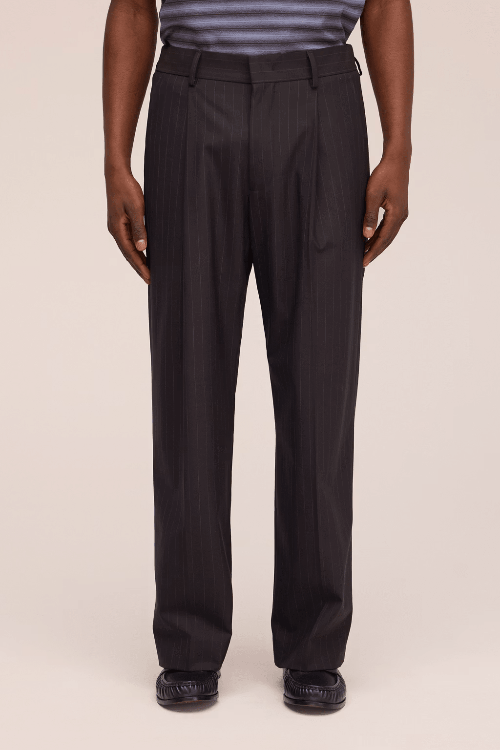 NN. 07 - Pantalon Kay ample en mélange de laine Brown Stripe - Lothaire