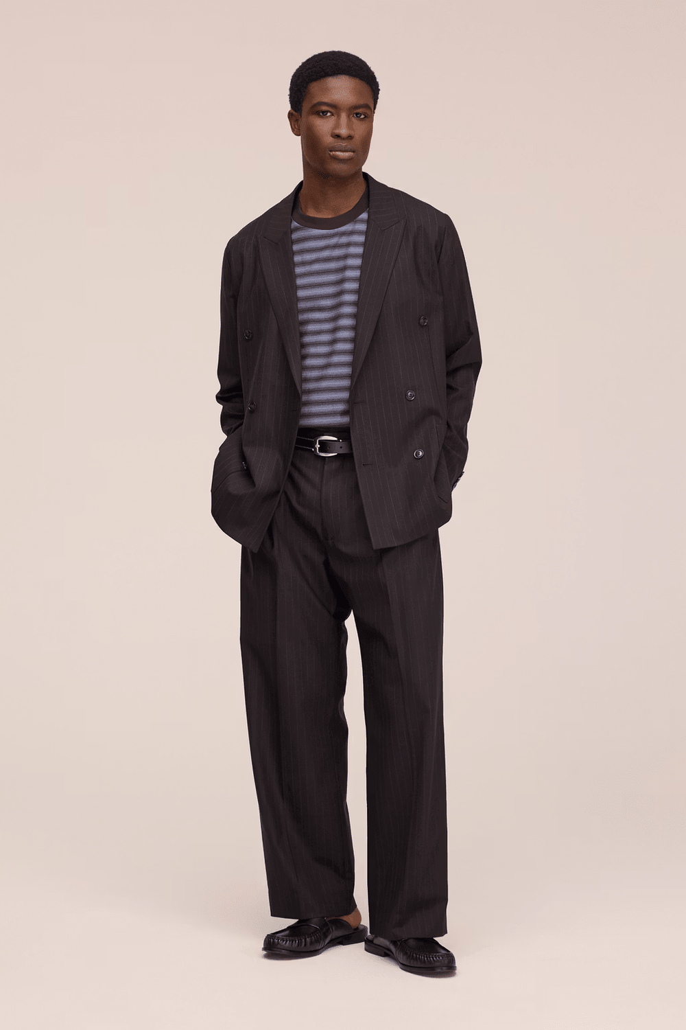 NN. 07 - Pantalon Kay ample en mélange de laine Brown Stripe - Lothaire