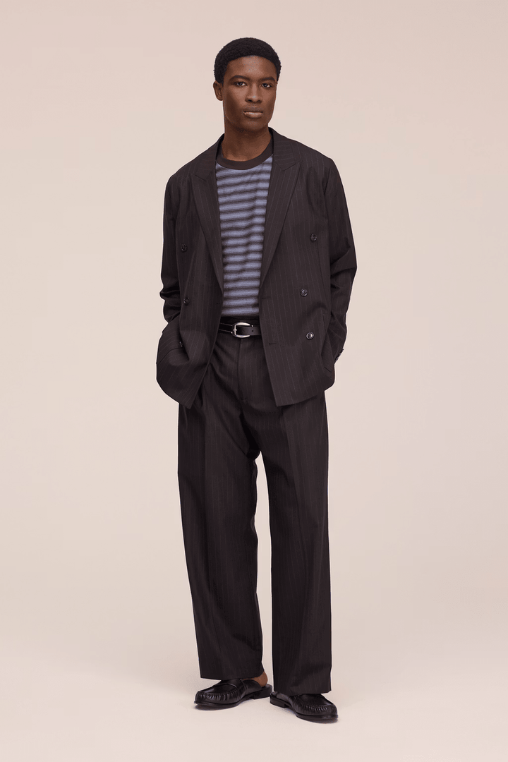NN. 07 - Pantalon Kay ample en mélange de laine Brown Stripe - Lothaire