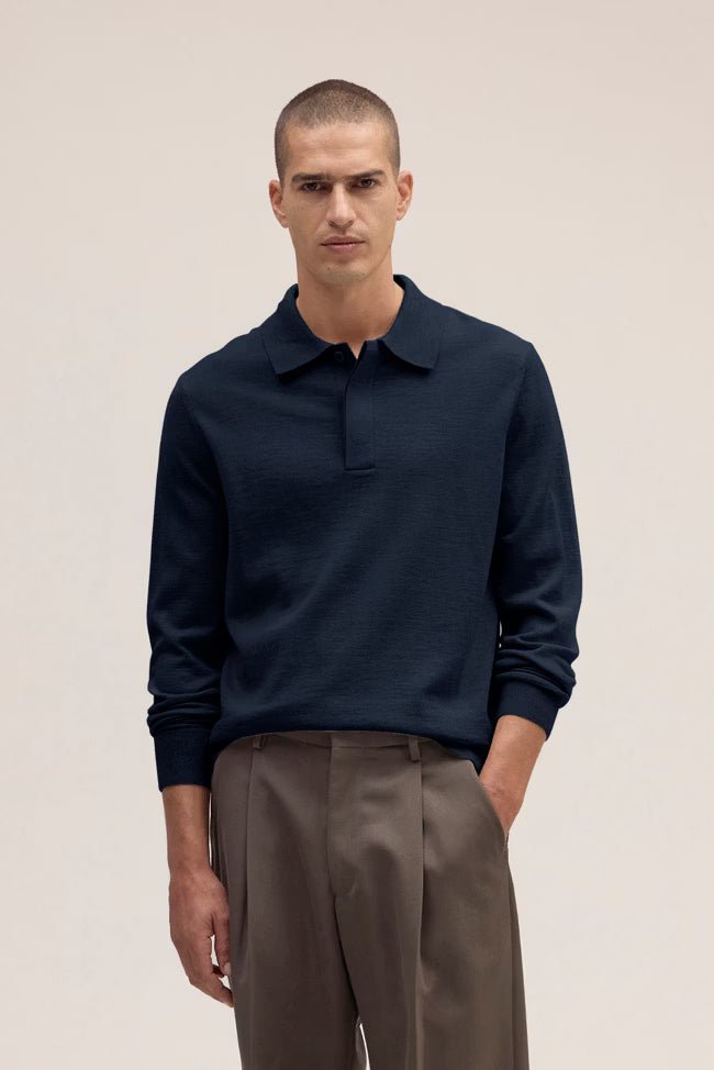 NN. 07 - Polo Emerson léger en laine mérinos Bleu marine - Lothaire