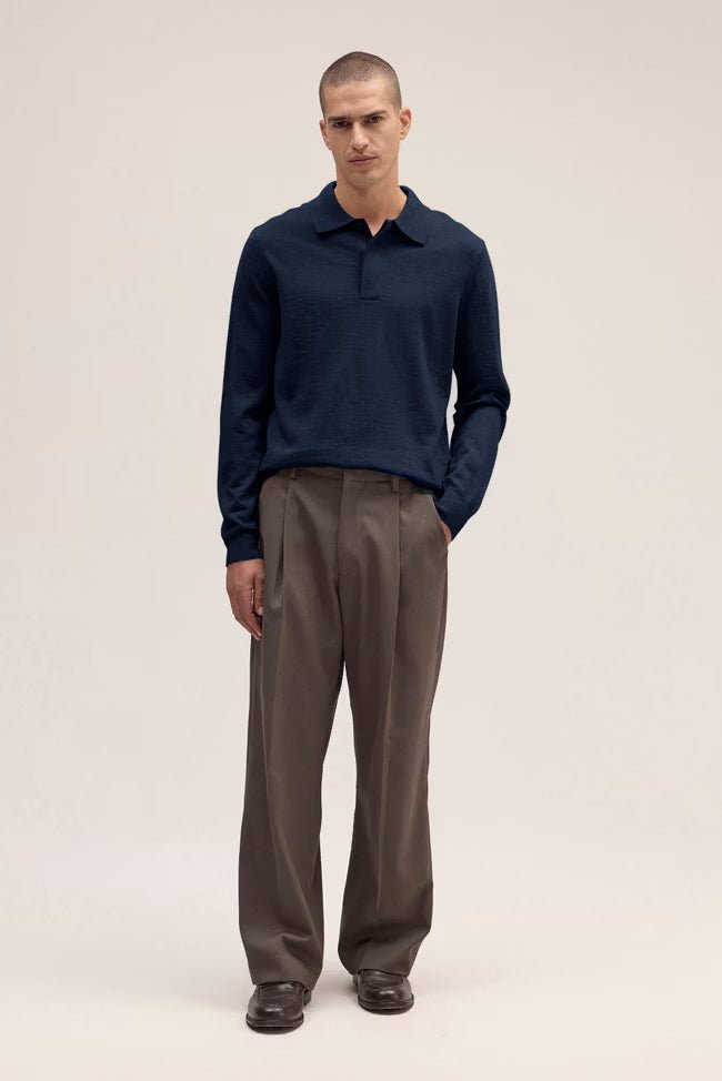 NN. 07 - Polo Emerson léger en laine mérinos Bleu marine - Lothaire