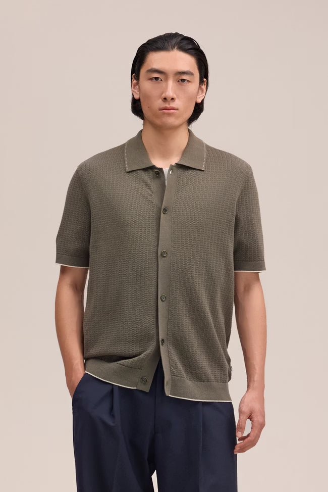 NN. 07 - Polo Nalo à coutures texturées Vert olive - Lothaire
