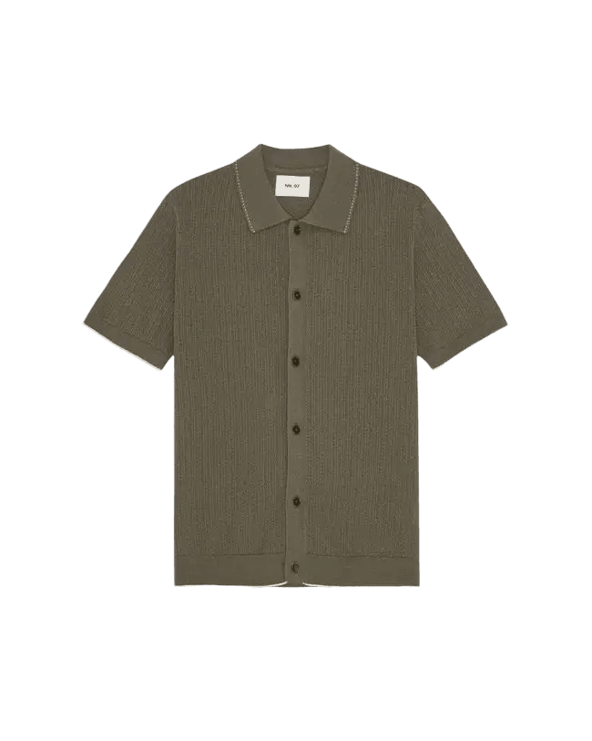NN. 07 - Polo Nalo à coutures texturées Vert olive - Lothaire