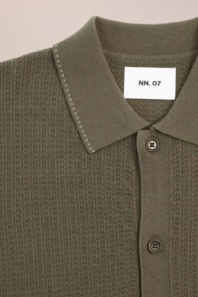 NN. 07 - Polo Nalo à coutures texturées Vert olive - Lothaire