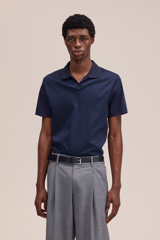 NN. 07 - Polo Paul en coton biologique à col ouvert Bleu marine - Lothaire