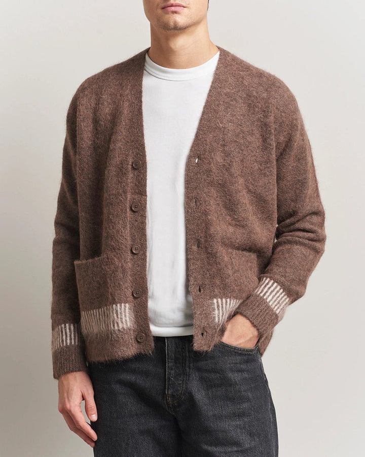 NN. 07 - Russell Alpaca Knitted Cardigan Mable Husk Marron chiné - Lothaire