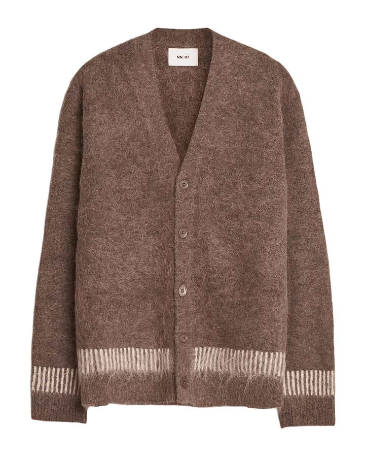 NN. 07 - Russell Alpaca Knitted Cardigan Mable Husk Marron chiné - Lothaire