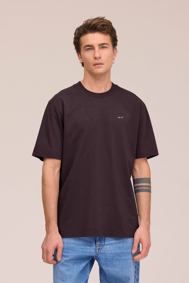 NN. 07 - T-shirt Adam Logo en Coton Pima Bordeaux Prune - Lothaire