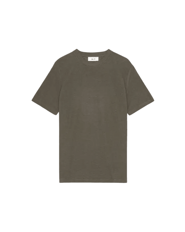NN. 07 - T-shirt Clive en maille gaufrée Vert olive - Lothaire