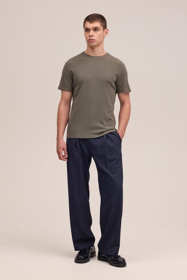 NN. 07 - T-shirt Clive en maille gaufrée Vert olive - Lothaire