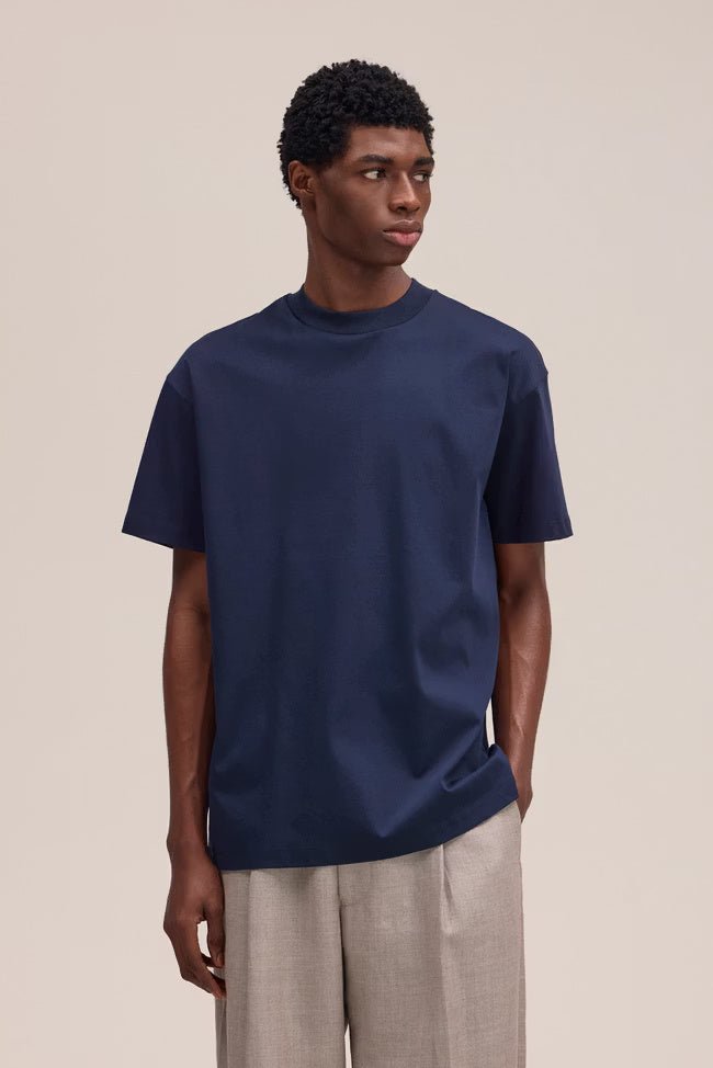 NN. 07 - T-shirt Lionel en coton mercerisé Bleu marine - Lothaire