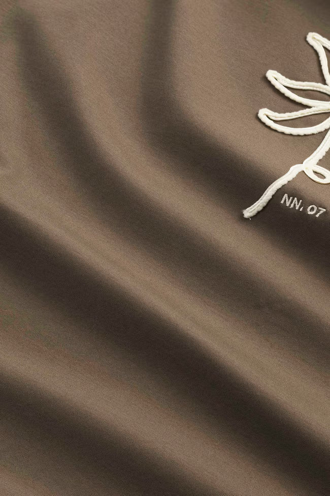 NN. 07 - T-shirt Pedro brodé en coton bio Marron chiné - Lothaire