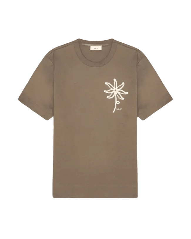 NN. 07 - T-shirt Pedro brodé en coton bio Marron chiné - Lothaire