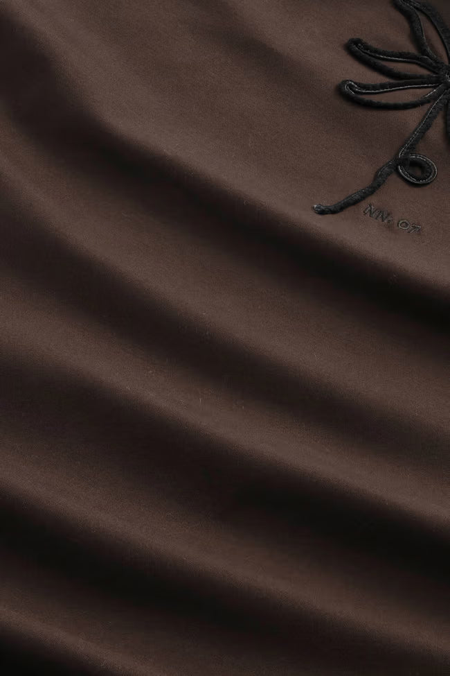 NN. 07 - T-shirt Pedro brodé en coton bio Marron glacé - Lothaire