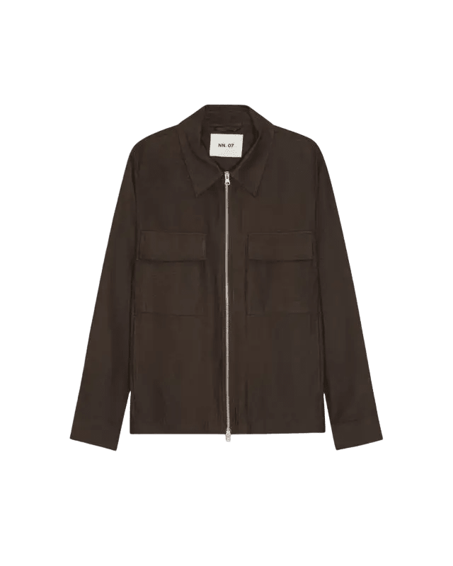 NN. 07 - Veste hybride Alban en lin et viscose Marron profond - Lothaire