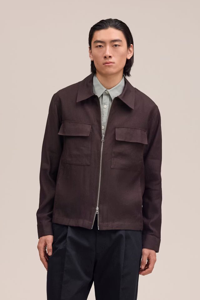 NN. 07 - Veste hybride Alban en lin et viscose Marron profond - Lothaire