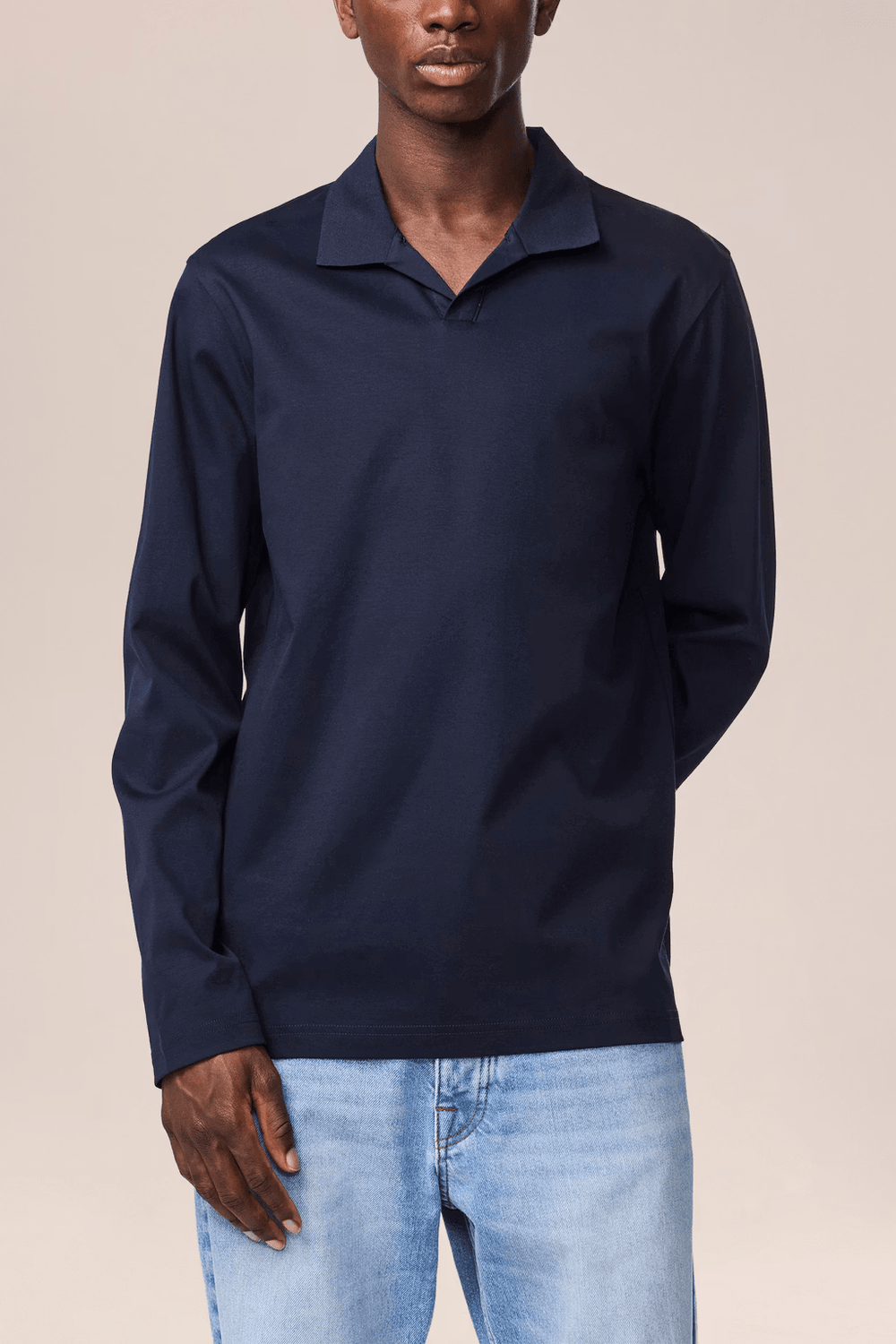 NN.07 - Polo Paul à col ouvert en coton biologique Bleu marine - Lothaire