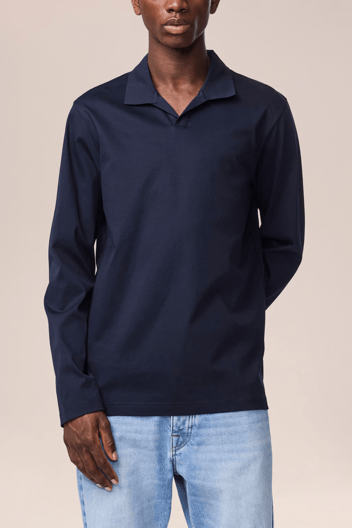 NN.07 - Polo Paul à col ouvert en coton biologique Bleu marine - Lothaire