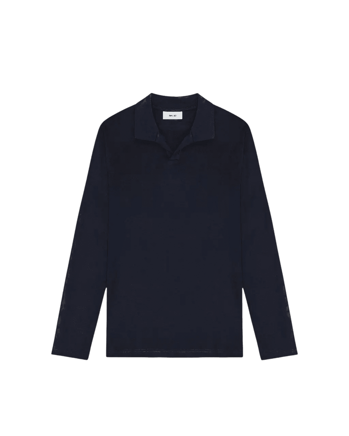 NN.07 - Polo Paul à col ouvert en coton biologique Bleu marine - Lothaire