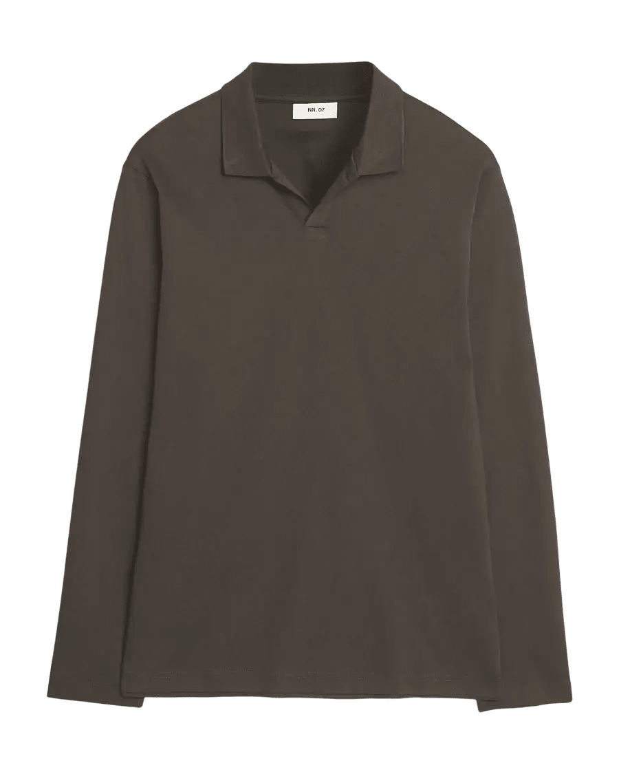 NN.07 - Polo Paul à manches longues en coton biologique Vert militaire foncé - Lothaire