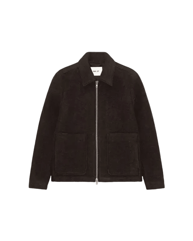 NN.07 - Veste Gael zippée en laine à carreaux Marron foncé - Lothaire