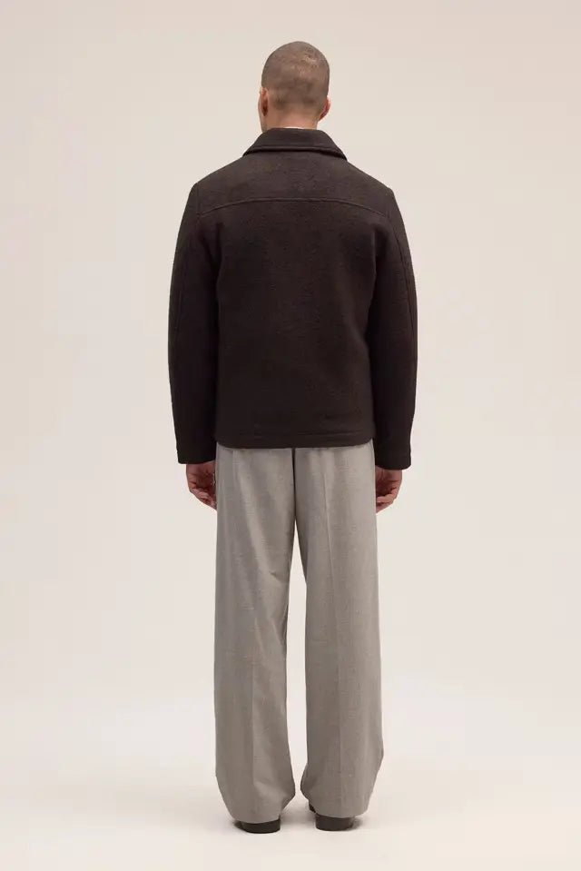 NN.07 - Veste Gael zippée en laine à carreaux Marron foncé - Lothaire