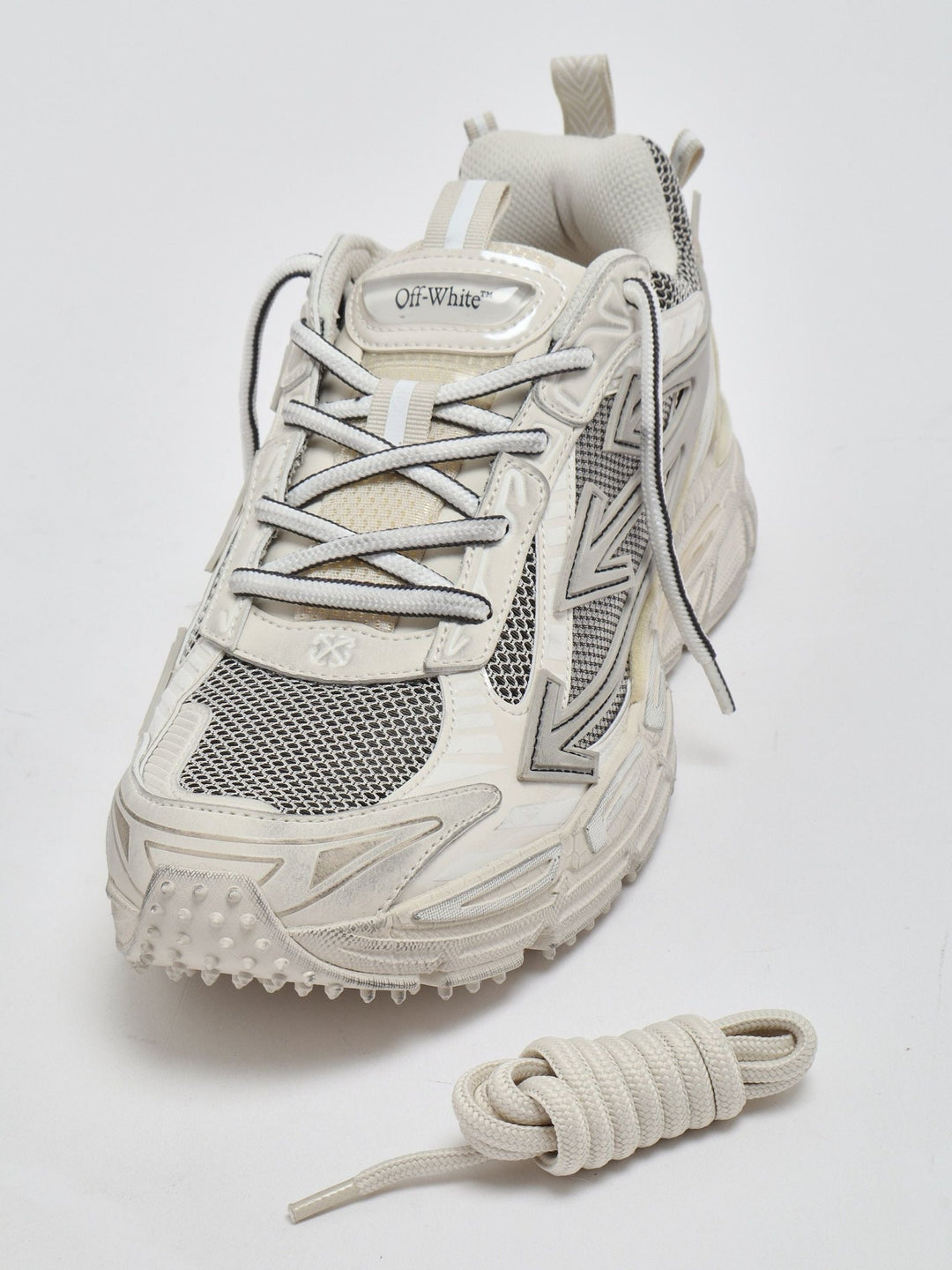 OFF-WHITE - Sneakers Be Right Back Worn Out Beige et Gris - Lothaire