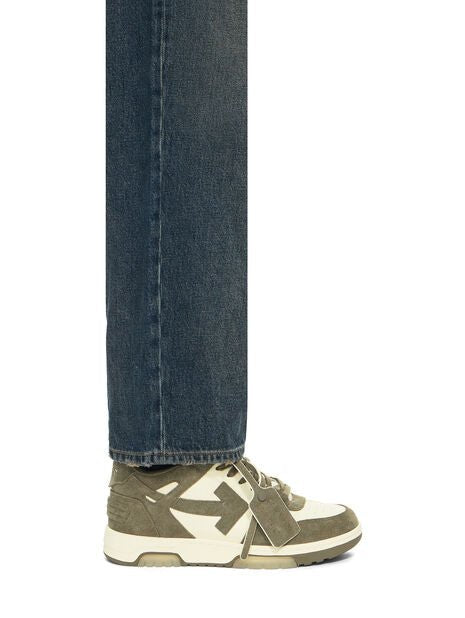 OFF-WHITE - Sneakers Out Of Office en Cuir et Daim Crème et Vert Militaire - Lothaire
