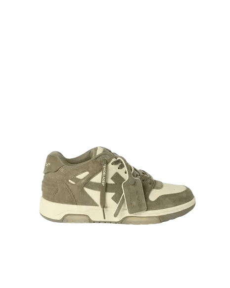 OFF-WHITE - Sneakers Out Of Office en Cuir et Daim Crème et Vert Militaire - Lothaire