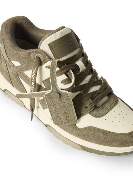 OFF-WHITE - Sneakers Out Of Office en Cuir et Daim Crème et Vert Militaire - Lothaire