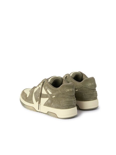 OFF-WHITE - Sneakers Out Of Office en Cuir et Daim Crème et Vert Militaire - Lothaire